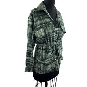 & Other Stories Green Stockholm Atelier Drawstring Button Front Blouse Jacket 4